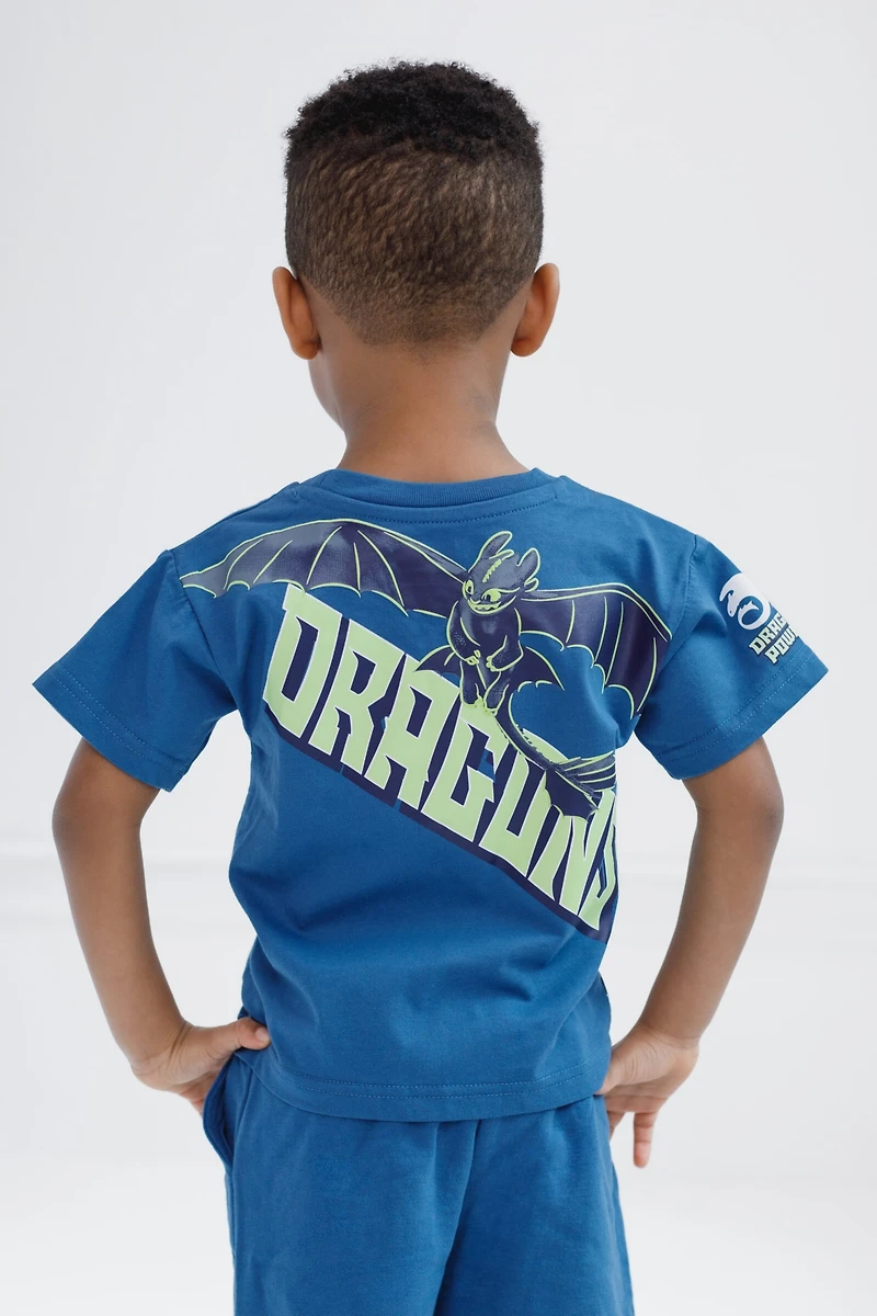 How to Train Your Dragon Boys DreamWorks Toothless T-Shirt and French Terry Shorts Outfit Set