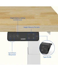 Flexispot E7-commercial 48 W Electric Adjustable Standing Desk, Rubber Wood Top, White Base