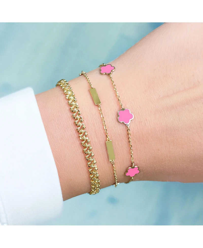 The Lovery Bubblegum Pink Flower Bracelet 14K Gold
