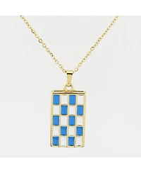 Bay Enamel Checker Necklace Blue/White