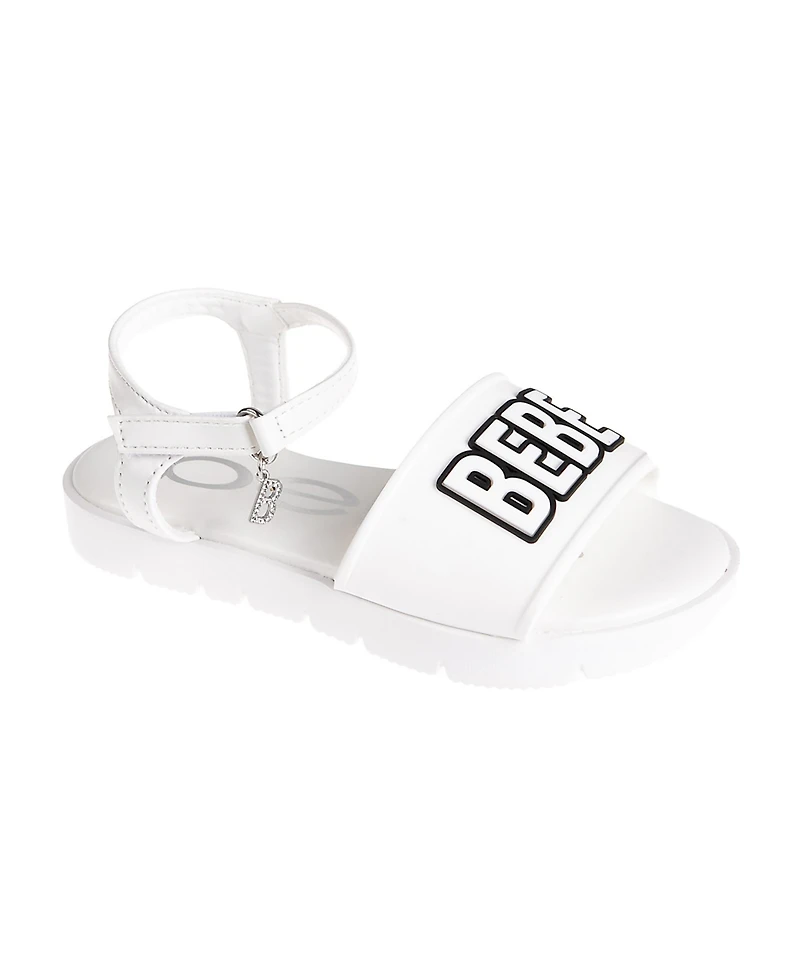 Bebe Little Girls Flat with Rhinestone Dangle Charm Sandals