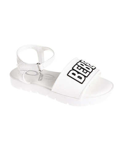 Bebe Little Girls Flat with Rhinestone Dangle Charm Sandals