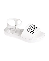 Bebe Little Girls Flat with Rhinestone Dangle Charm Sandals