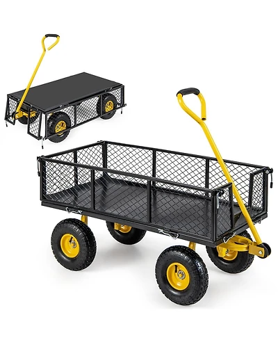 Utility Garden Wagon with 4 Removable Side Panels and 900 Load Capacity