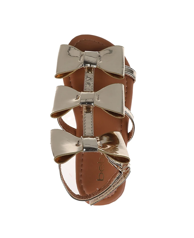 Bebe Little Girls Comfortable and Stylish Flat with Oversized Bows Sandals