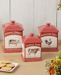 Certified International Vintage Farm Square Canisters, Set of 3