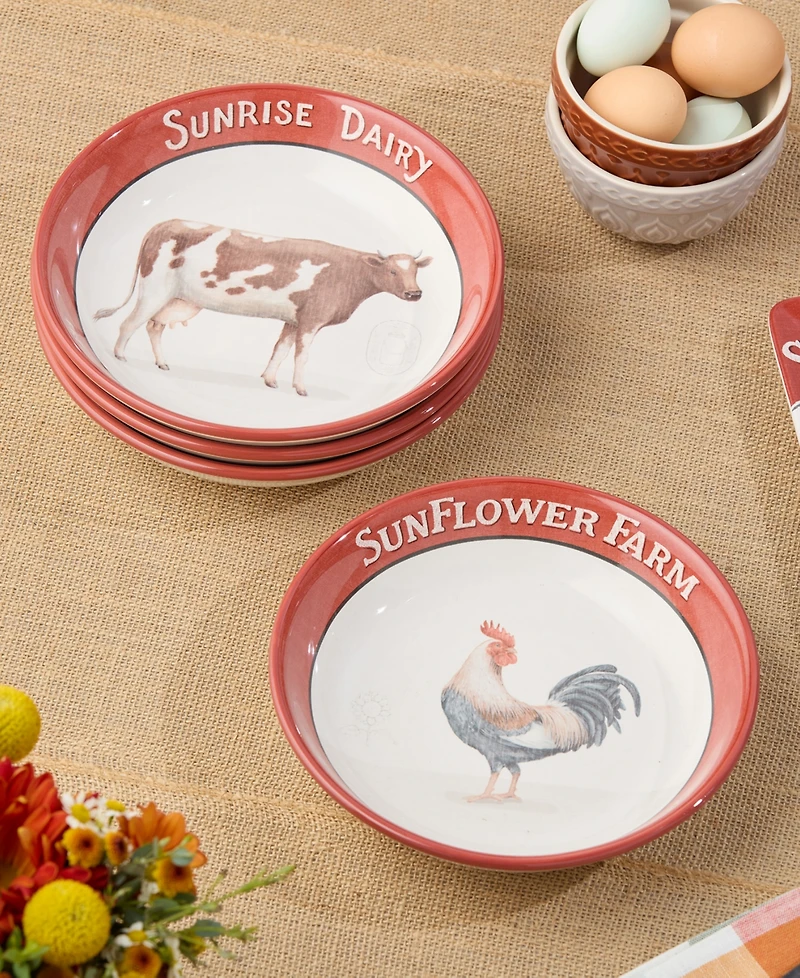 Certified International Vintage Farm Soup Bowls, Set of 4, Service for 4