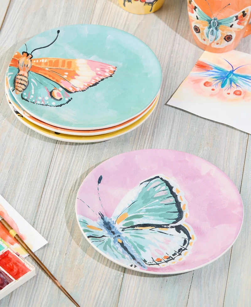 Certified International Butterflies Salad Plates, Set of 4, Service for 4