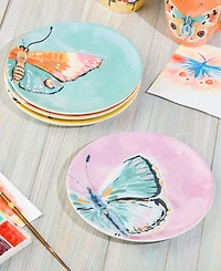 Certified International Butterflies Salad Plates, Set of 4, Service for 4