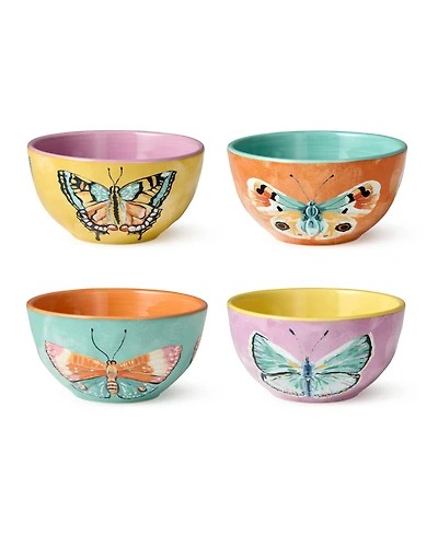 Certified International Butterflies Ice Cream Bowls, Set of 4, Service for 4