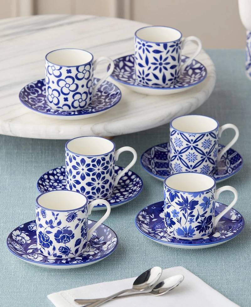 Certified International Madison Espresso Cups and Saucers, Set of 6