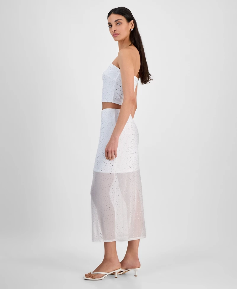 Bar Iii Women's Rhinestone Mesh Tube Skirt, Exclusively at Macy's
