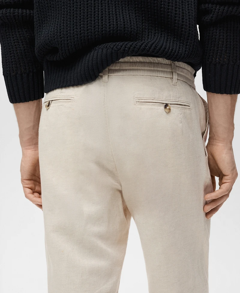Mango Men's Slim-Fit Linen-Blend Drawstring Pants