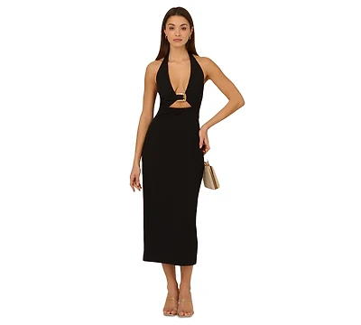 Adrianna Women's Halter-Neck Cutout Sleeveless Sheath Dress