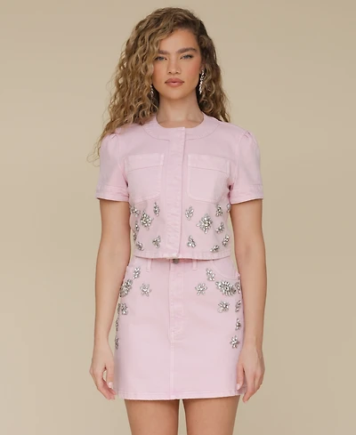 Avec Les Filles Women's Rhinestone-Trim Cropped Top