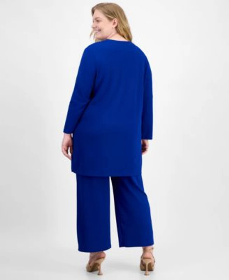 Anne Klein Plus Size Crepe Camisole Palazzo Pants Knit Cardigan Sweater