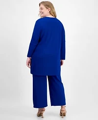 Anne Klein Plus Size Crepe Camisole Palazzo Pants Knit Cardigan Sweater