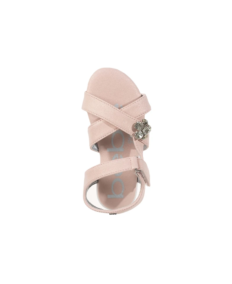 Bebe Little Girls Sporty with Flower Gem Accent Sandals