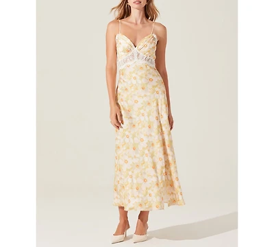 Astr the Label Women's Ivanna Floral Lace-Trim Sweetheart Maxi Dress