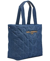 Karl Lagerfeld Paris Voyage Large Quilted Denim Tote Bag