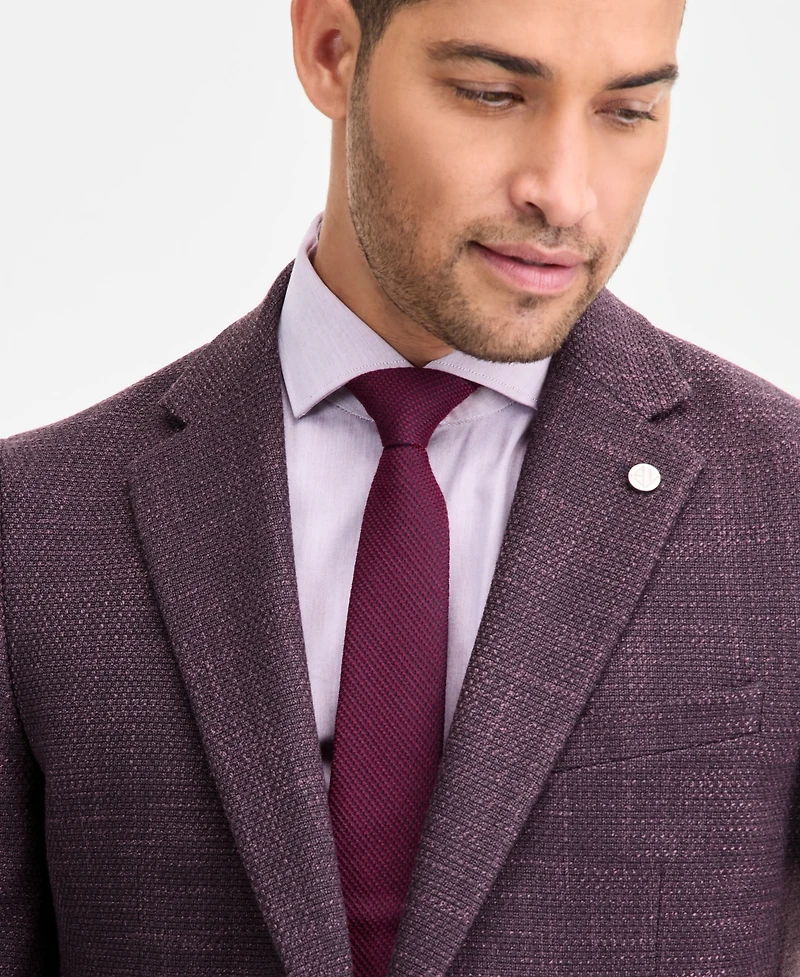 Ted by Baker Men's Modern-Fit Maroon Textured Sport Coat