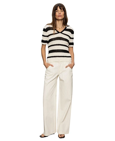 Sanctuary Women's Cotton Striped-Knit Sweater Top