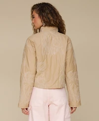 Avec Les Filles Women's Cotton Embroidered Cropped Jacket