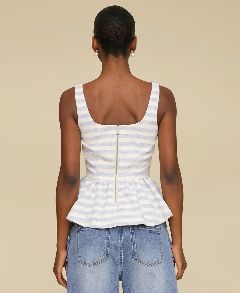 Avec Les Filles Women's Square-Neck Corset Peplum Top