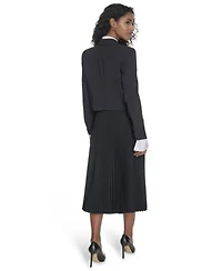 Calvin Klein Womens Double Breasted Cropped Jacket Pleated Pull On Midi Skirt