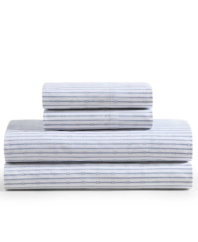 Tommy Hilfiger Printed 200-Thread Count Cotton Percale -Pc. Sheet Set