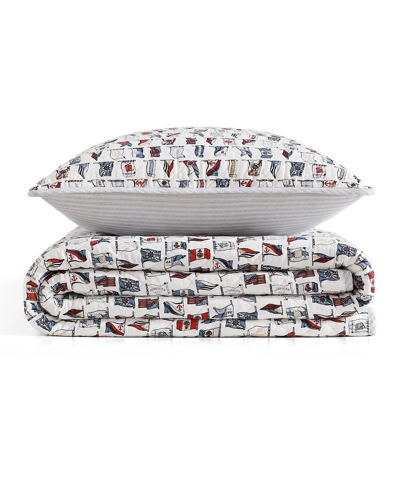 Tommy Hilfiger Boating Flags Cotton Reversible -Pc. Quilt Set