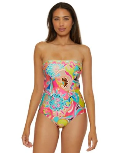 Trina Turk Womens Venus Banded Tankini Top Hipster Bikini Bottoms