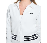 Guess Women's Amaryllis Front-Zip Stripe-Trim Cardigan