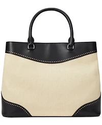 Lauren Ralph Lauren Marcy Straw & Leather Satchel