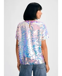 Isaac Mizrahi Women's Paillette Sequin Tee
