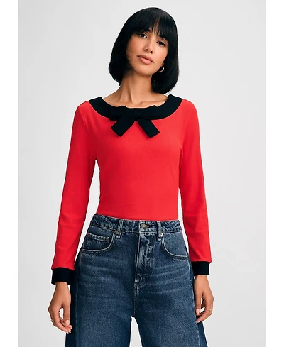 Isaac Mizrahi Women's Long Sleeve Bow Top