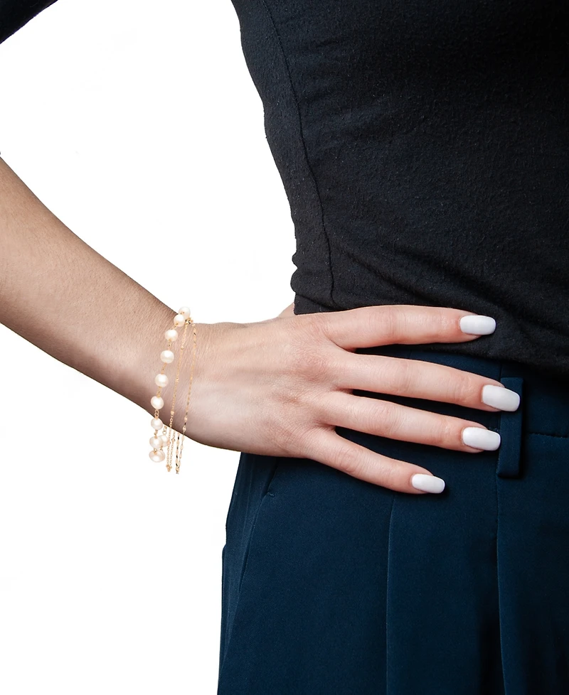 Cultured Freshwater Pearl (6mm) Triple-Strand Bracelet in 18k Gold-Plated Sterling Silver