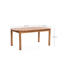 LuxenHome Natural Solid Wood 40-Inch Long Rounded Rectangle Outdoor Coffee Table