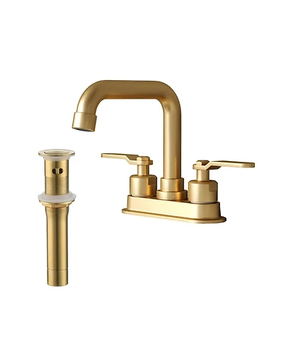 Dual Handle Bathroom Faucet with 360-Degree Swivel Spout, Pop-Up Drain, and Ceramic Cartridge