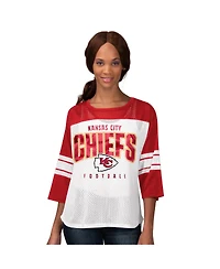 G-iii 4Her by Carl Banks Women's Red Kansas City Chiefs First Team 3/4-Sleeve Mesh T-Shirt