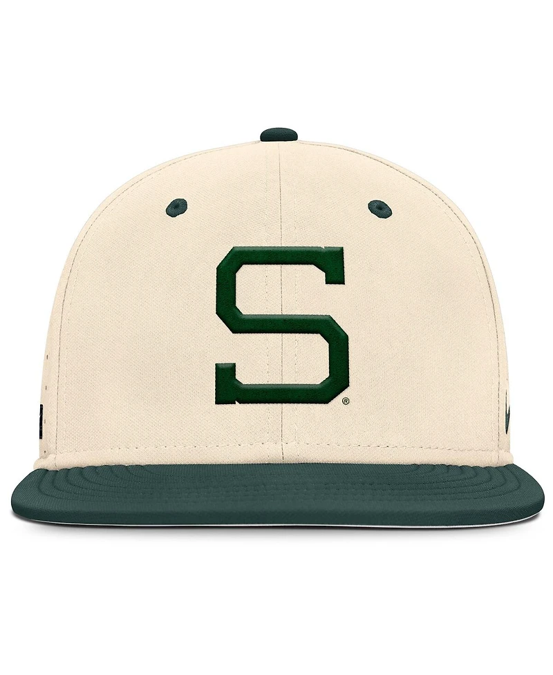 Nike Men's Natural Michigan State Spartans On-Field Dugout True Performance Fitted Hat