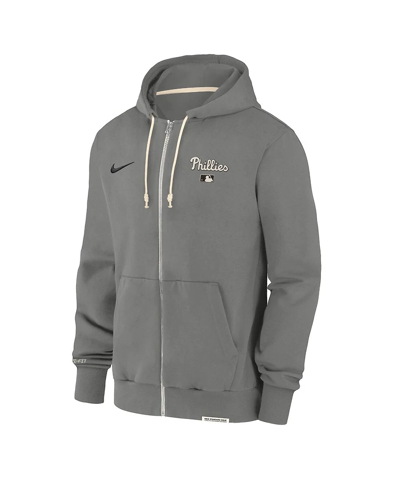 Nike Men's Charcoal Philadelphia Phillies Authentic Collection Travel Performance Full-Zip Hoodie