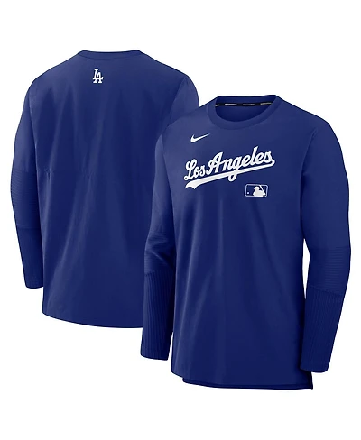 Nike Men's Royal Los Angeles Dodgers Authentic Collection Lightweight Player Tri-Blend Performance Pullover Sweatshirt