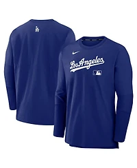 Nike Men's Royal Los Angeles Dodgers Authentic Collection Lightweight Player Tri-Blend Performance Pullover Sweatshirt