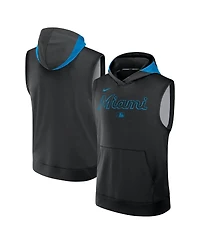 Nike Men's Black Miami Marlins Authentic Collection Performance Sleeveless Pullover Hoodie