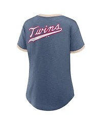 Fanatics Women's Navy Minnesota Twins Binge Worthy Stadium Slub V-Neck T-Shirt