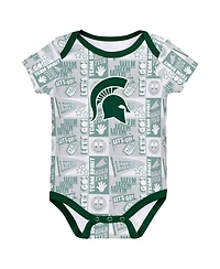 Outerstuff Newborn Green Michigan State Spartans Sunday Comics Bodysuit 3-Pack