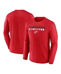 Fanatics Men's Heather Red Detroit Wings Transition Long Sleeve T-Shirt