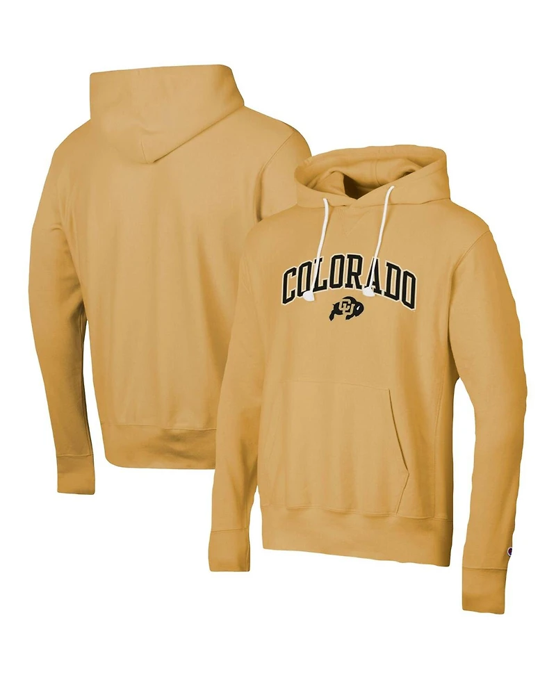 Champion Men's Gold Colorado Buffaloes Skinny Arch Over Vintage Wash Pullover Hoodie