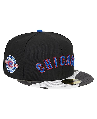 New Era Men's Black Chicago Cubs Metallic Camo 59FIFTY Fitted Hat